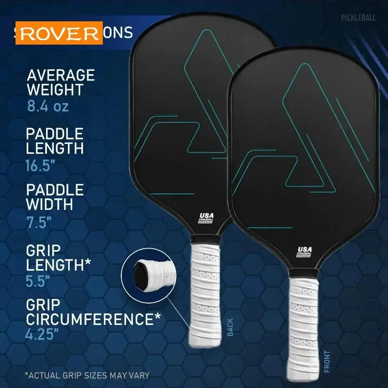 T700 Carbon Fiber Pickleball Paddle 16MM Carbon Frosted Surface Polymer Honeycomb Core Enhanced Control& Power&Spin Cricket Ball